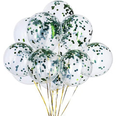 Set 15 baloane pentru petrecere, Kaveny, alb/verde, 30 cm
