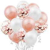 Set 15 baloane pentru petrecere, Kaveny, rose gold/ alb, 30 cm