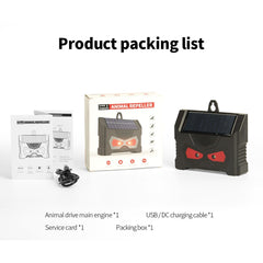 Set 2 Aparate Solare LED cu Ultrasunete, Kadeny, Repelent pentru Animale Mari si Mici, Lumina Rosie si Alba, Anti Rozatoare, Anti Insecte, Frecventa 9-36KHZ, 10.2 x 10.6 x 2.8 cm, Negru