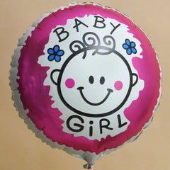 Set 2 Baloane din Folie Metalizata, Kaveny, Figurine Inima si Cerc, Tema Botez Fetita, 45 cm, Ambalaj Individual, Pai Inclus, Umflare cu Aer sau Heliu, Roz
