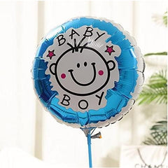 Set 2 Baloane din Folie Metalizata, Kaveny, Figurine Stea si Cerc, Tema Botez Baietel, 45 cm, Ambalaj Individual, Pai Inclus, Umflare cu Aer sau Heliu, Albastru