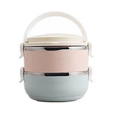 Set 2 Caserole pentru alimente Kaveny, lunch box, 1400 ml, otel inoxidabil, maner, valva aerisire, 15.5 x 15 cm, inchidere etansa, multicolor