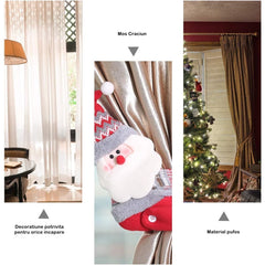 Clema pentru perdea, Kadeny, prindere cu arici, model Mos Craciun pe partea stanga, material textil/poliester, 53 x 23 cm, Multicolor
