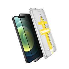 Set 2 folii sticla securizata cu sistem de montare usor si rapid Full Cover 3D Privacy Kaveny compatibila cu Apple iPhone 12 Pro Max