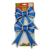 Set 2 fundite pentru brad, Albastre, cu margini argintii, 13 x 18 cm, PVC, Kaveny