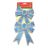 Set 2 fundite pentru brad, Albastre, model spiralat, cu margini aurii, 13 x 18 cm, PVC, Kaveny