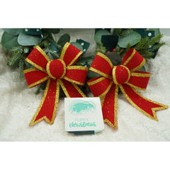 Set 2 fundite pentru brad, Rosii, cu margini aurii, 13 x 18 cm, PVC, Kadeny