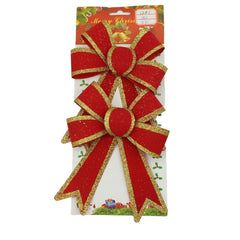 Set 2 fundite pentru brad, Rosii, cu margini aurii, 13 x 18 cm, PVC, Kadeny