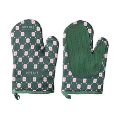 Set 2 manusi cuptor Kadeny, manusa de bucatarie, rezistenta 330 grade, textil si cauciuc, 26.5x18 cm, verde