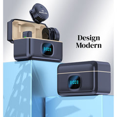 Set 2 Microfoane Profesionale Lavaliere, Kadeny, Type C cu Adaptoare iPh si USB 3.0, Casca montorizare, Cutie incarcare rapida, Functie Anulare zgomot ambiant