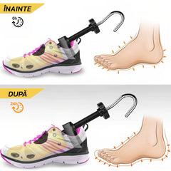 Set 2 Sanuri/Calapoade Reglabilile, Kaveny, pentru Alungit si Largit Pantofi, Geanta si Incaltator Incluse, Universale, Unisex, din ABS Premium, Arc, Marime 35 - 42, Galben/Negru