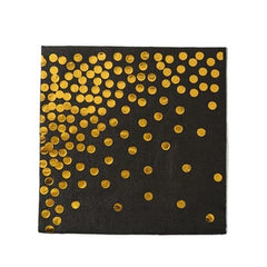 Set 20 de Servetele de Masa, Kaveny, Imprimeu cu Buline Aurii, din Hartie, 17 x 17 cm, Negru