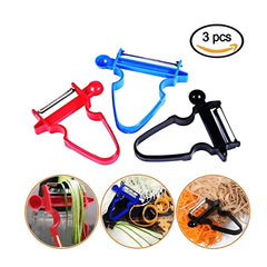 Set 3 Accesorii de Decojire, Razuire si Feliere, Kadeny, pentru Legume si Fructe, Negru-Rosu-Albastru