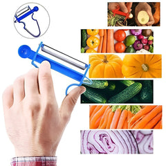 Set 3 Accesorii de Decojire, Razuire si Feliere, Kadeny, pentru Legume si Fructe, Negru-Rosu-Albastru