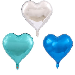 Set 3 Baloane din Folie Metalizata, Kaveny, Figurina Inima, Tema Ziua Indragostitilor, 45 cm, Ambalaj Individual, Pai Inclus, Umflare cu Aer sau Heliu, Albastru/Argintiu