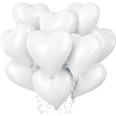 Set 3 Baloane din Folie Metalizata, Kaveny, Model Inimi, Tema Ziua Indragostitilor, 45 cm, 2 Rosii, 1 Alb, Ambalaj Individual, Pai Inclus, Umflare cu Aer sau Heliu, Alb/Rosu