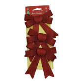 Set 3 fundite pentru brad, Rosii, cu sclipici, 10 x 11 cm, din poliester, Kaveny