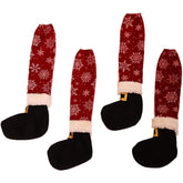 Set 4 decoratiuni tip soseta pentru scaune Kadeny, tematica Craciun, material textil/poliester, 15 x 43 cm, rosu