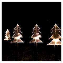 Set 5 Lampi LED cu baterii, de exterior Model Brad, pentru gradina, Kaveny, 35.5 cm, Alb Cald