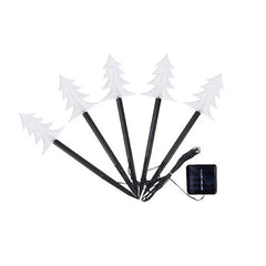Set 5 Lampi solare LED de exterior Model Brad, pentru gradina, Kaveny, 35.5 cm, Alb Cald