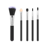 Set 5 Pensule de Machiaj, Kaveny, de Voiaj, pentru Fard si Pudra, din Par Sintetic, Negru