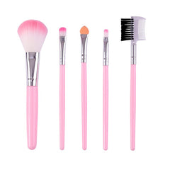 Set 5 Pensule de Machiaj, Kaveny, de Voiaj, pentru Fard si Pudra, din Par Sintetic, Roz