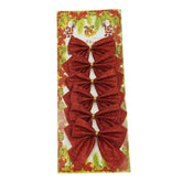 Set 6 fundite pentru brad, Rosii, clasice, cu sclipici, 8 x 9 cm, din poliester, Kaveny