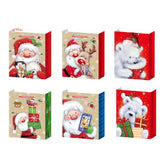 Set 6 Pungi Cadou, Kadeny, Imprimeu Tematica Mos Craciun si Ursuleti, Model Random, din Hartie, Impachetare Usoara a Cadourilor, 18.5x22.5x8.5 cm, Multicolor