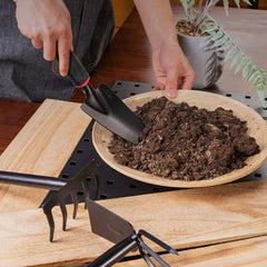 Set 7 Unelte de Gradina Kadeny, pentru Plantare Prelucrare Sol si Ingrijire Plante, Material PVC si cardboard, 31.5 x 8 cm, negru