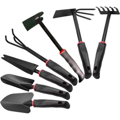 Set 7 Unelte de Gradina Kadeny, pentru Plantare Prelucrare Sol si Ingrijire Plante, Material PVC si cardboard, 31.5 x 8 cm, negru