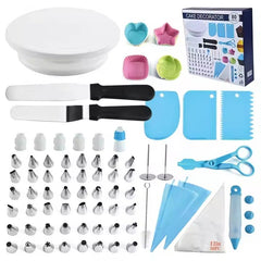 Set 80 Piese Ustensile pentru Ornare Prajituri, Kadeny, din Plastic si Otel Inoxidabil, Forme Briose, Multicolor
