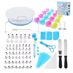 Set 92 Piese Ustensile pentru Ornare Prajituri, Kadeny, din Plastic si Otel Inoxidabil, Forme Briose, Multicolor