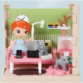 Set adapost pentru animalute Kaveny, casa de papusi cu mobilier si ustensile, activitati distractive