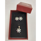 Set Argint 925 Floare cu Margini Colorate, Jolie Silver, 4.48 g, 1.5 cm x 1.7 cm