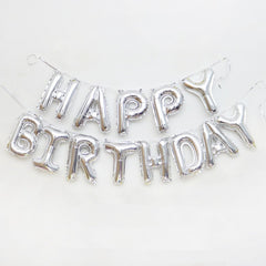 Set baloane folie Kaveny, Happy Birthday, 40 cm, argintiu