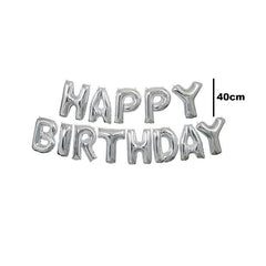 Set baloane folie Kaveny, Happy Birthday, 40 cm, argintiu