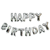 Set 13 Baloane Folie, Kaveny, Tip Ghirlanda, Model Happy Birthday, 40 cm, Argintiu
