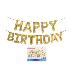 Set 13 Baloane Folie, Kaveny, Tip Ghirlanda, Model Happy Birthday, 40 cm, Auriu