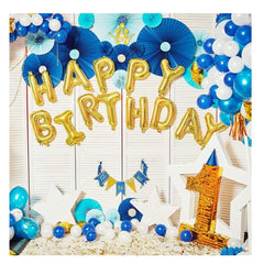 Set 13 Baloane Folie, Kaveny, Tip Ghirlanda, Model Happy Birthday, 40 cm, Auriu