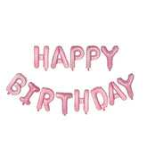 Set 13 Baloane Folie, Kaveny, Tip Ghirlanda, Model Happy Birthday, 40 cm, Roz Deschis