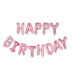 Set 13 Baloane Folie, Kaveny, Tip Ghirlanda, Model Happy Birthday, 40 cm, Roz Deschis