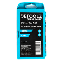 Set burghie Detoolz pentru lemn 8 bucati G01
