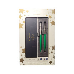 Set cadou stilou + pix Parker Jotter clasic, corp metalic verde