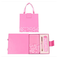 Set cadou pix roz + agenda mate A6 + etui Cresco Classic PREMIUM 851001, cutie buline roz magnet