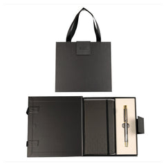 Set cadou stilou grafit/argintiu + agenda mate A6 Cresco Elegant Premium 850061-1, cutie neagra magnet