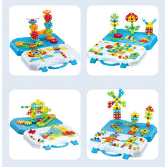 Set Constructie Bormasina Magica cu Servieta, Kaveny, 310 Piese, Albastru, Piese Multicolore, Plastic, 31x46 cm