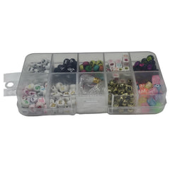 Accesorii creatie - margele litere, zambareti plastic, diverse culori, cutie forma dreptunghiulara, Cnx