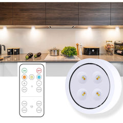 Set de 6 Lampi Led Kadeny, Fara Fir, Cu Baterii, 3 Culori de Lumina, cu 2 Telecomenzi, din Plastic, Alb