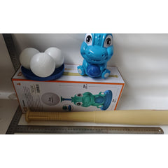 Set de Baseball 5 Piese pentru Copii, Kaveny, Jucarie Dinosaur Press, 14x23 cm, Verde/Albastru