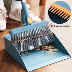 Set Matura si Faras cu Coada Kaveny, cu Dinti de Pieptene pentru Curatare Matura, rotativ, pliabil, detasabil, Otel inoxidabil si Polipropilena, albastru